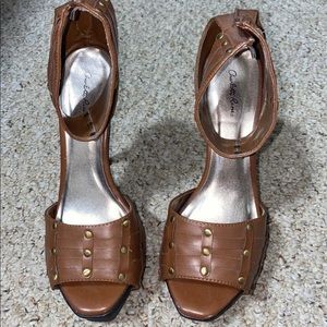 Brown & gold heels